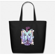 Pastel Goth Creepy Creature Boba Bubble Tea Black Eco-Friendly Tote Bag